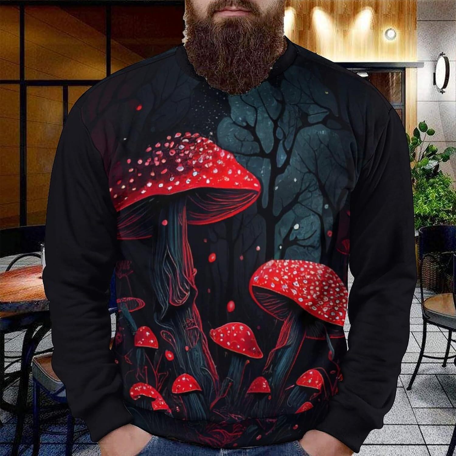 Long Sleeve Shirts for Men sweatshirt Men's Hippy Mushroom Fashion Sweatshirt Novelty Graphic Round Neck Pullover TopsTee Streetwear Casual tops 