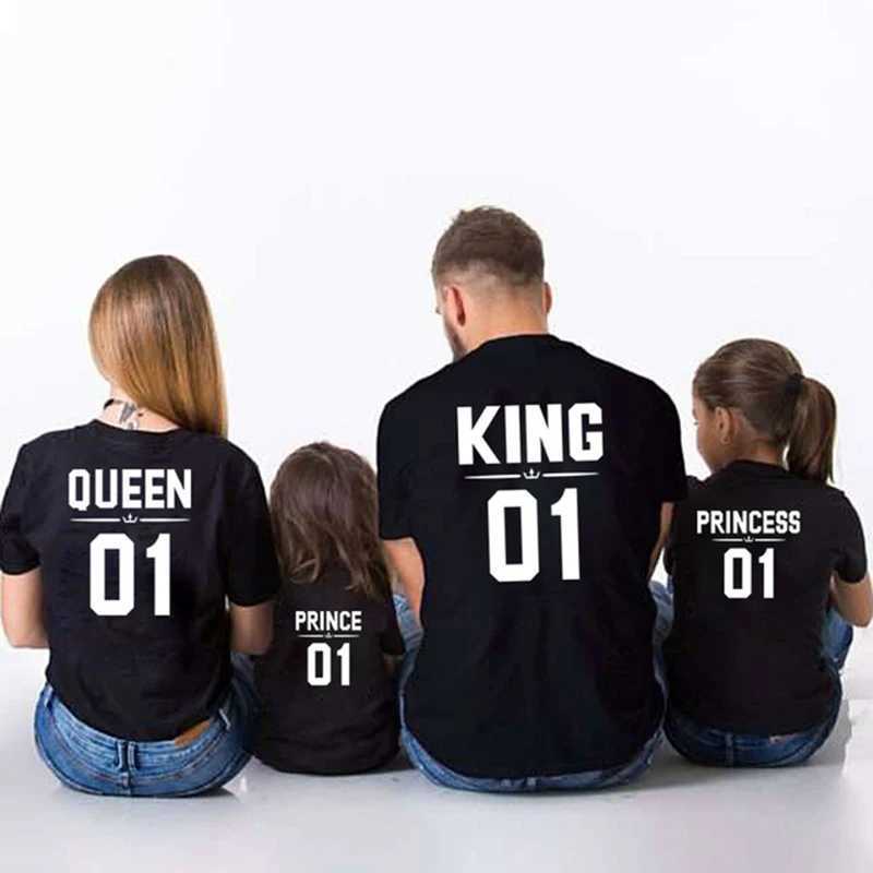 Family Matching Outfits Summer T Shirt Costume Matching Family King Queen Prince Princess Print Clothes For Parents And ChildrenXJ241008