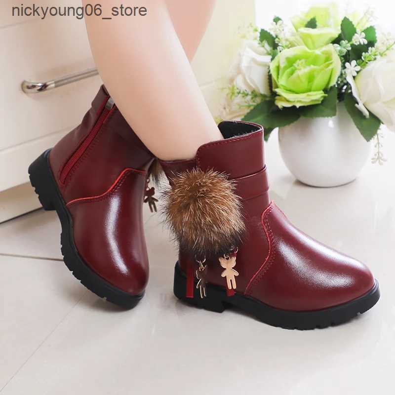 Boots New Girls Short Boots Versatile Plush Cute Spring Autumn New Kids Fashion Casual Boots Drop Shipping Children Boots PU 2023 Chic L240910