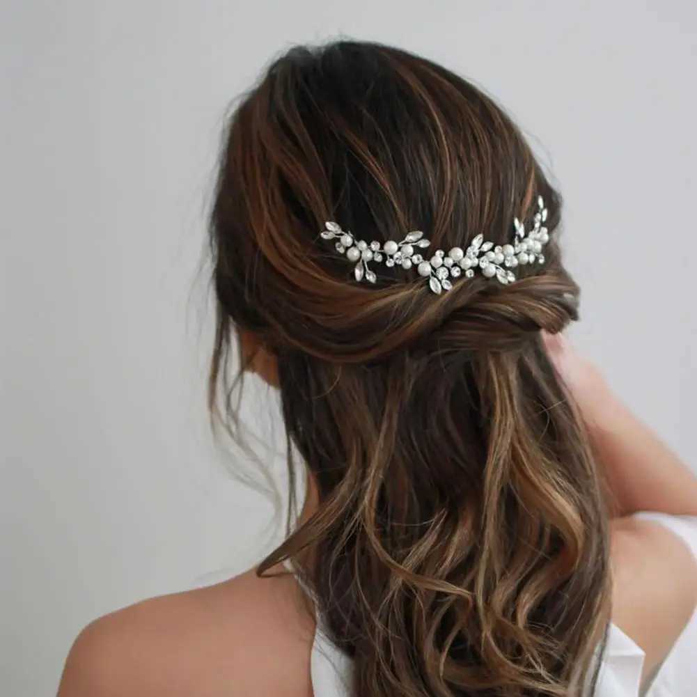Fabulous Bride Headdress Wired Bride Wedding Headdress Artificial Pearl Decoration Exquisite Hair Jewelry Wedding Accessories W241007