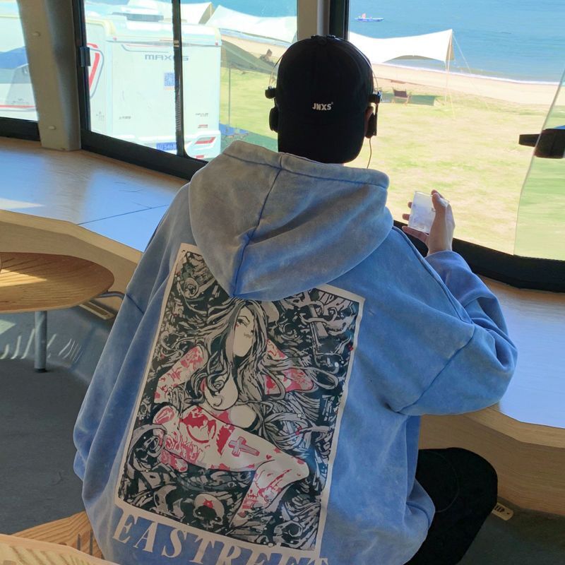 2024 New Designer Winter American Hip Hop Washed Old Plush Thick Hoodie Men's Autumn/Winter Fashion Retro Hoodie Jacket