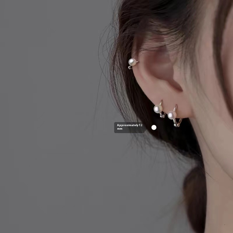 Pure sier needle pearl 2024 new for women with high-end feel, niche light earrings