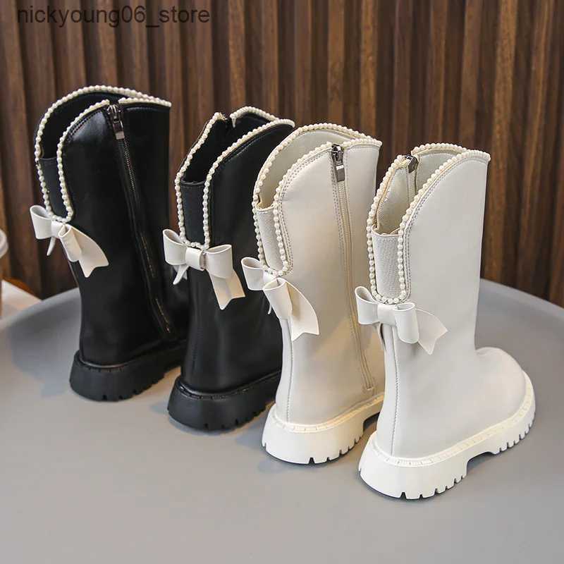 Boots Knee Length Cool Shapes Children Shoes Kids Boots Autumn Winter Fashion High Top Student Shoes Girls Sneakers with Bow L240910