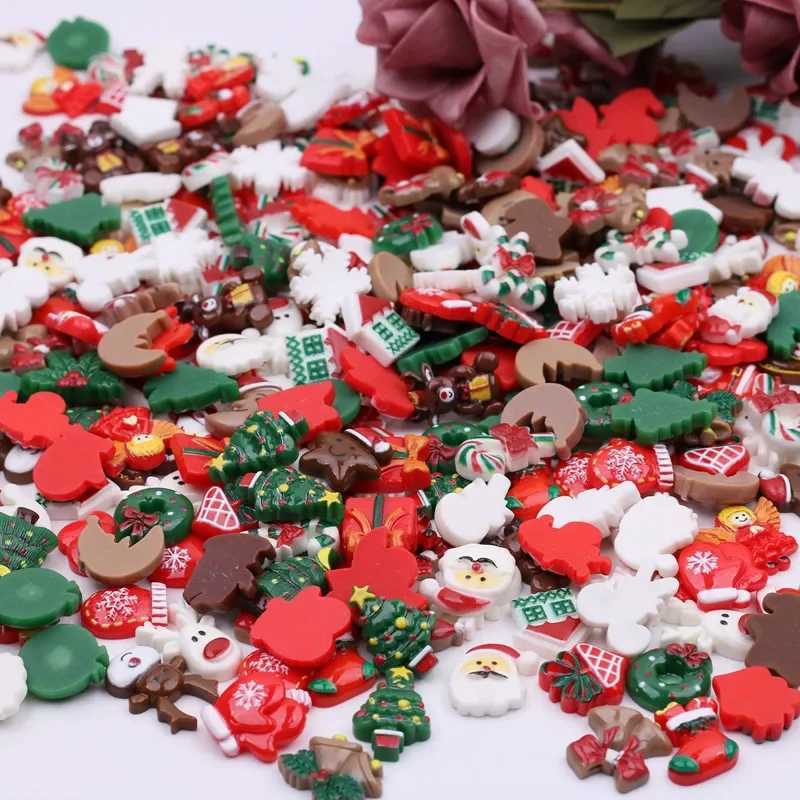 50 random creative resin mini items fun DIY decoration Christmas atmosphere props supply snowflake snowman materials Y241007