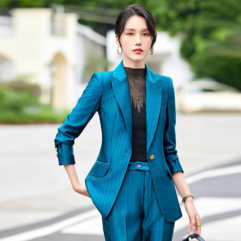 Fashion Spring and Autumn Womens Pants Set Womens Pants Womens Work Clothes Jacket and Trouser Form 2-piece Set 240927