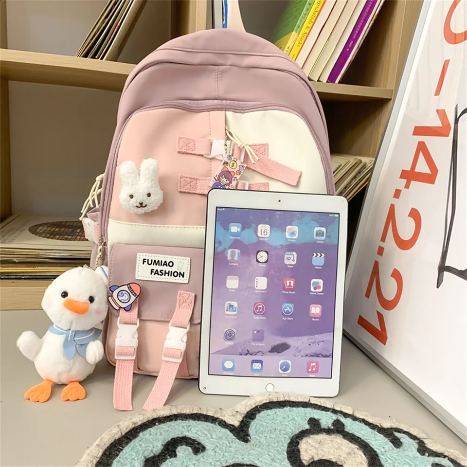 Japanese high school girl backpack teenage multi pocket Kawaii cute Mochila 241008