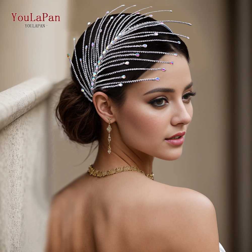 YouLaPan Rhinestone Wedding Headband for Brides Handmade Crystal Womens Hair Party Wedding Hair Accessories Headband HP628 W241007