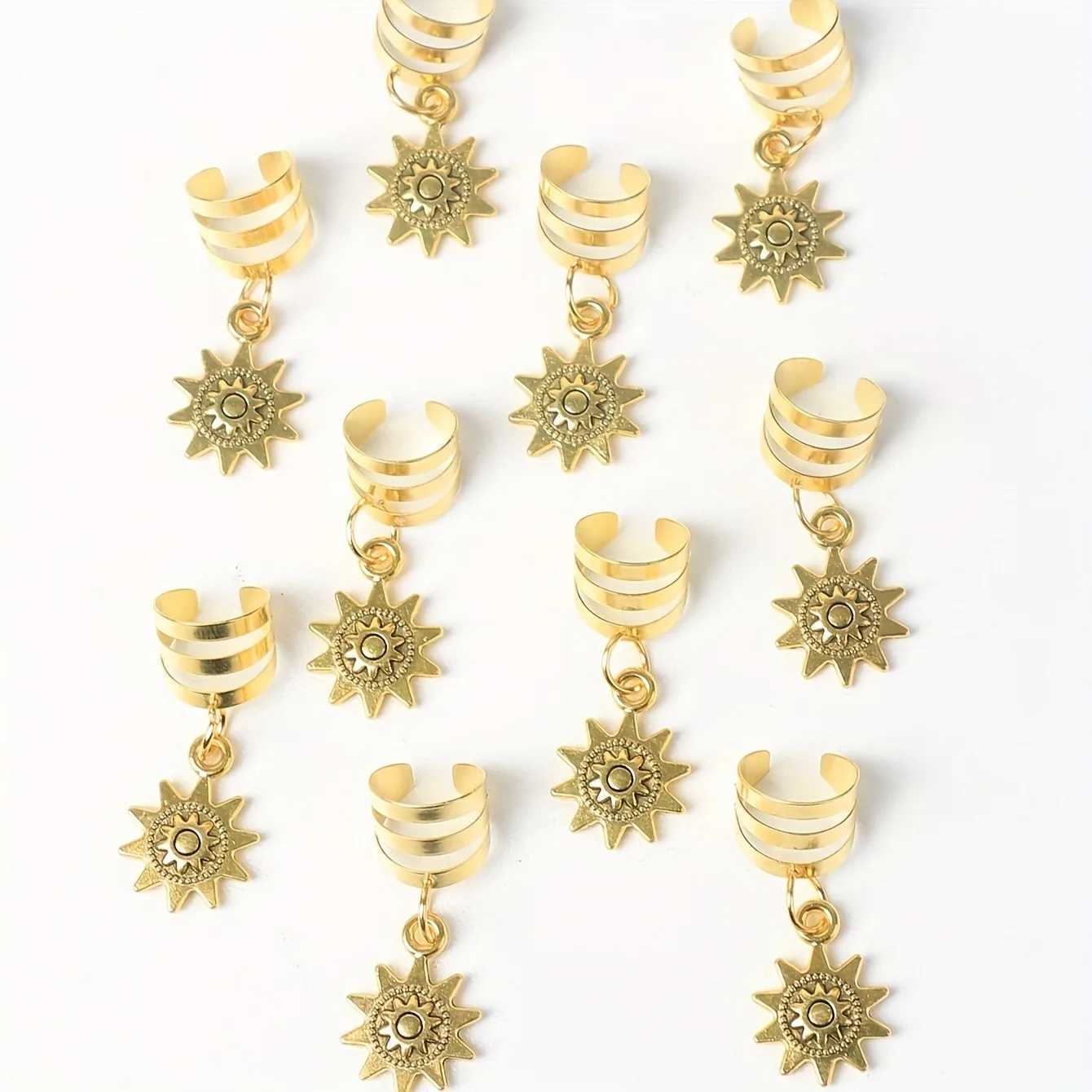 10 pieces/set of vintage sunflower decoration hair rings elegant woven rings elegant hair accessories for women and girls W241007