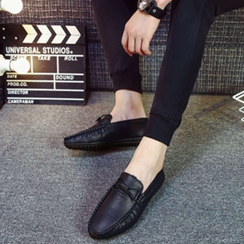 Men Loafers Leather Slip-On Round Toe Dress Outdoor Spring Autumn Handmade Men's Casual Shoes Men Business Flats Moccasins