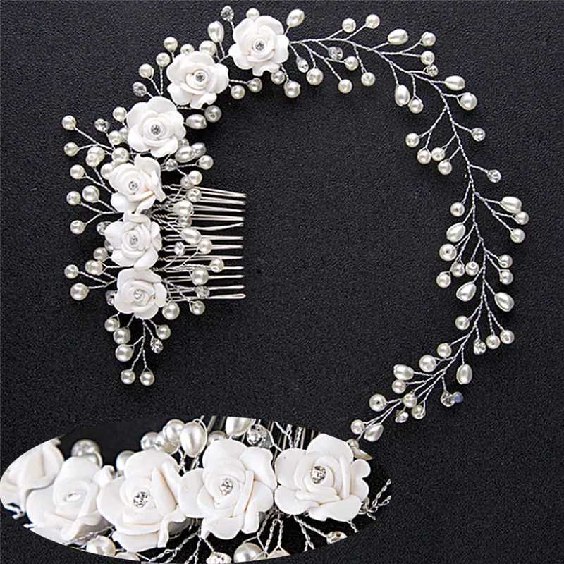 Luxury wedding hair jewelry used for brides pearl hair comb handmade hair accessories new W241007