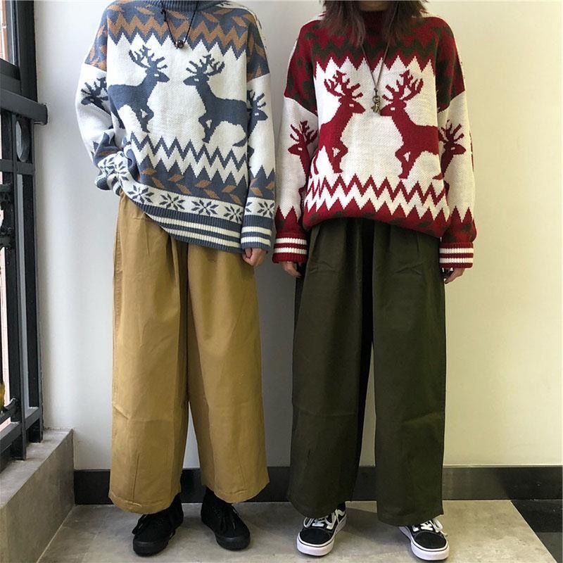 2024 designer's autumn and winter new men's and women's Christmas couple sweater Korean version slim fit fashionable knitted sweater su