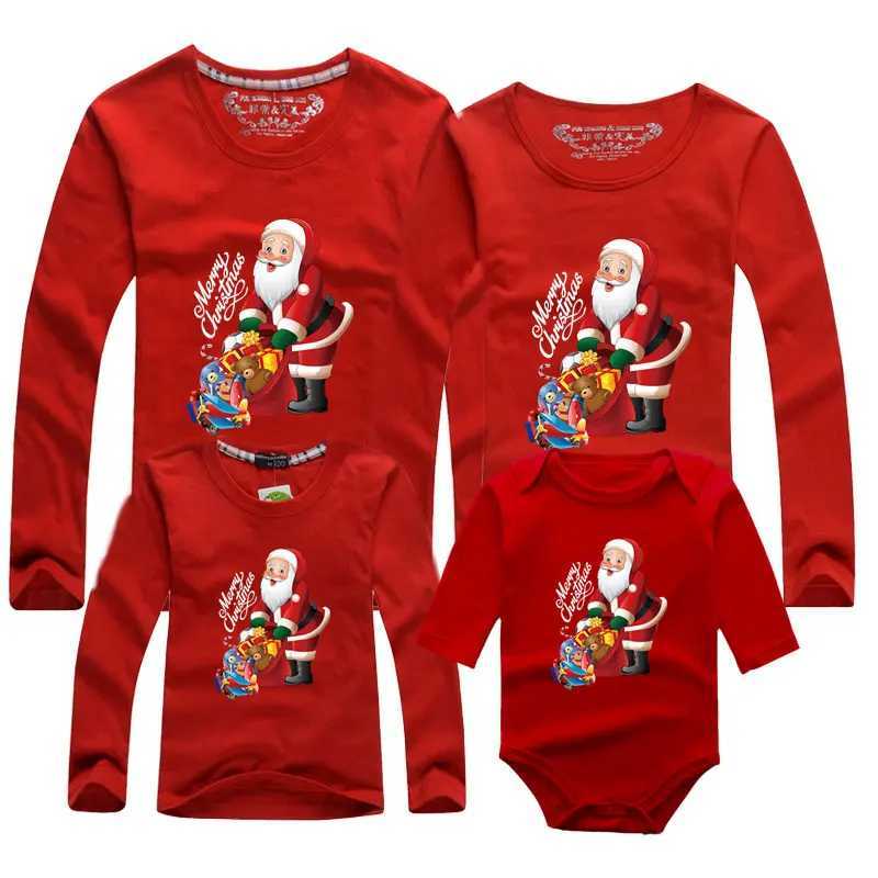 Match Family Clothing Christmas Sweater Christmas T-shirt Mother Father Baby T-shirt Womens Mens Baby Parachute Boys and Girls Winter Top W241008