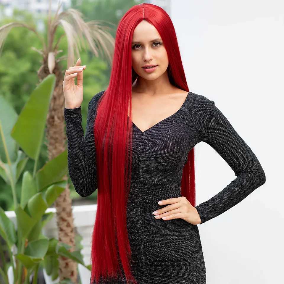 40inch Synthetic Button Net Red Long Vacation Hair Mid Section Role Playing Wig Suitable For Parties Daily Wear For WomenXJ241008