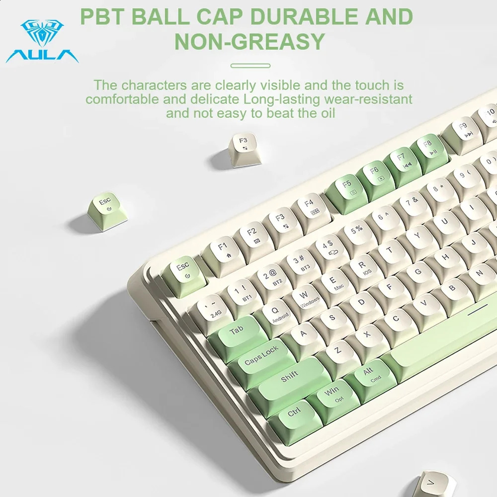 AULA S99 24G Wireless BluetoothWired Three Mode Gaming keyboard RGB ergonomic Office Typing Mute 99 Keys 240929