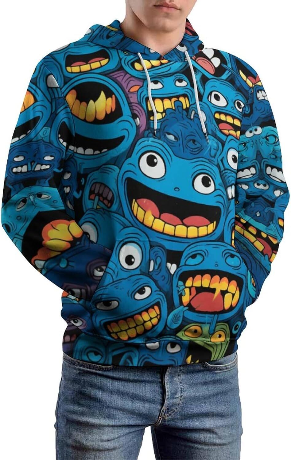 Hoodie for Mens Womens Unisex Novelty Round Smiling Face Hoodie Hippy Casual Long Sleeve Pullover Hoodies Graphic comfort