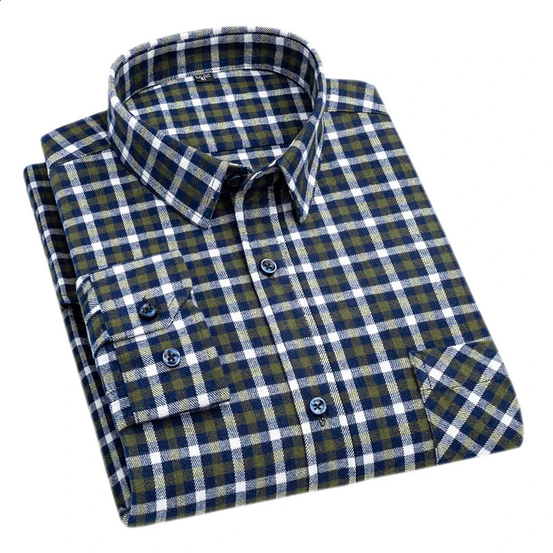 flannel plain weave mens shirt spring cotton easy to care for iron free long sleeved casual clothing business smart dress top 241007