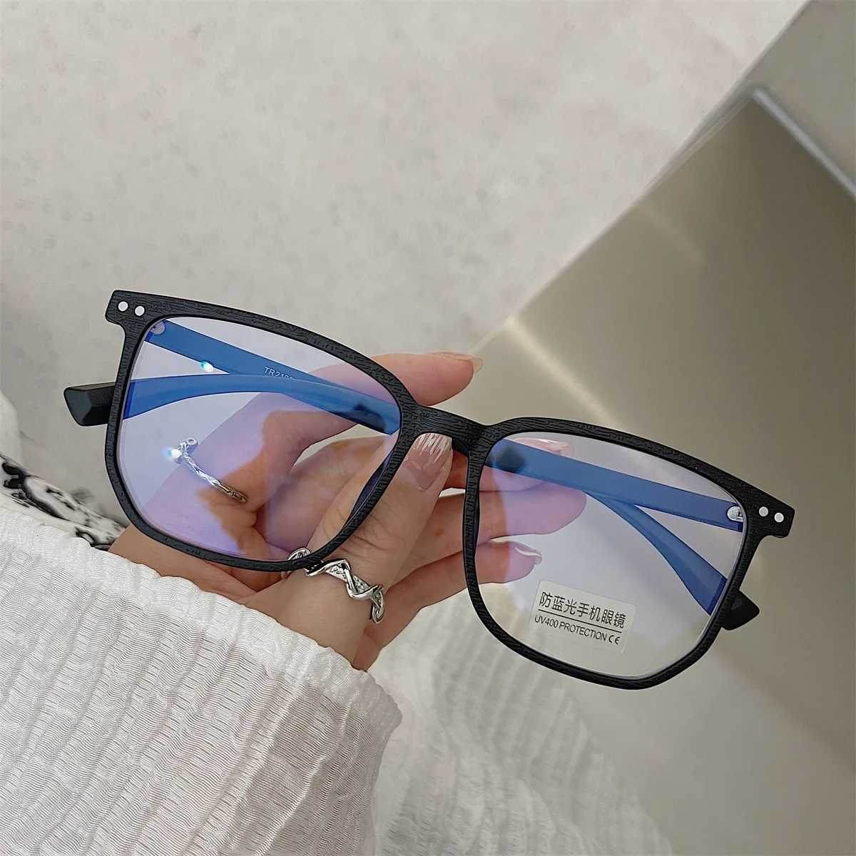 Transparent Computer Glasses Frame Women Men Blue plating film polygon Eyewear Blocking Glasses Optical Spectacle EyeglassX241008