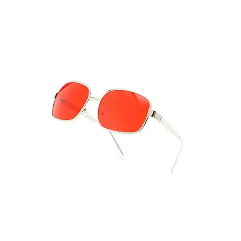 Red Fashion Square Circle Sunglasses for Men and Women Alloy Frame Glasses for Beach Tourism 241007