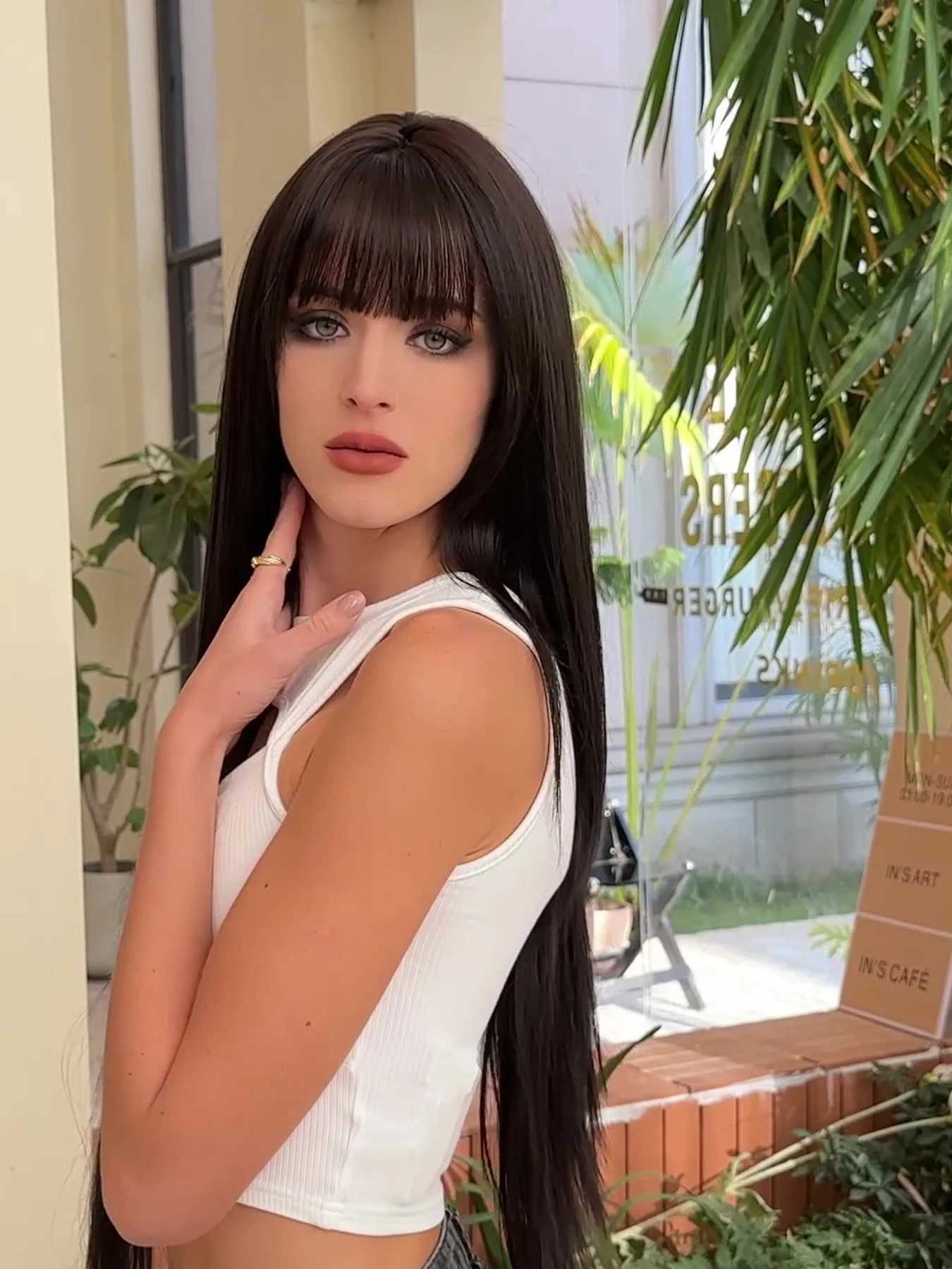 Long Silky Straight Synthetic Wigs with Bangs Black Cosplay Party Lolita Hair Wigs for Women Natural Heat Resistant WigXJ241008