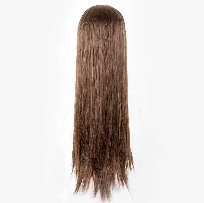 Fei-Show Brown Wig Synthetic Heat Resistant Fiber Long Straight Hair Female Salon Women Middle Part Line Party HairpieceXJ241008