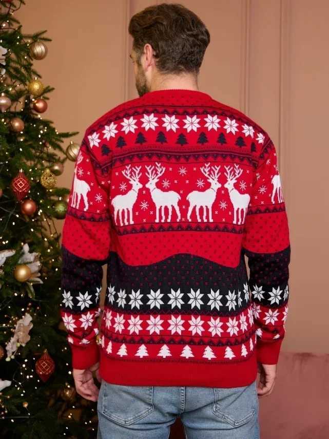 2024 Winter Womens Mens and Girls Matching Sweater Full Sleeve Warm Thick Jumper Casual Loose Knitted Christmas Home Appearance W241008