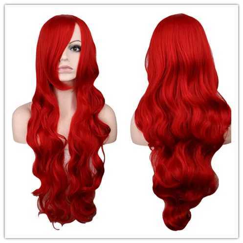 Women Synthetic Hair Red Pink Blue Orange Curly Body Wave Hair for Adult High Temperature Fiber Quality Halloween WigXJ241008
