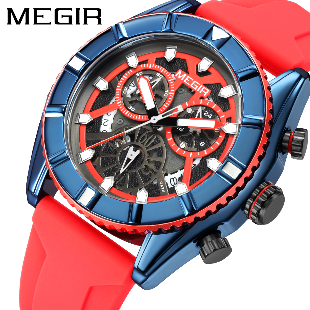 MEGIR Men's Watch Brand Luxury Sports Watch Quartz Clock Waterproof Night Light Timer Men's Watch Reloj Hombre 2209