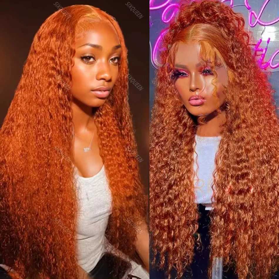 Ginger Hd Lace Wig 13x6 Human Hair Wigs 30 36 Inch 13x4 Deep Wave Frontal Wig Brazilian Orange Curly Human Hair Wigs For WomenXJ241008