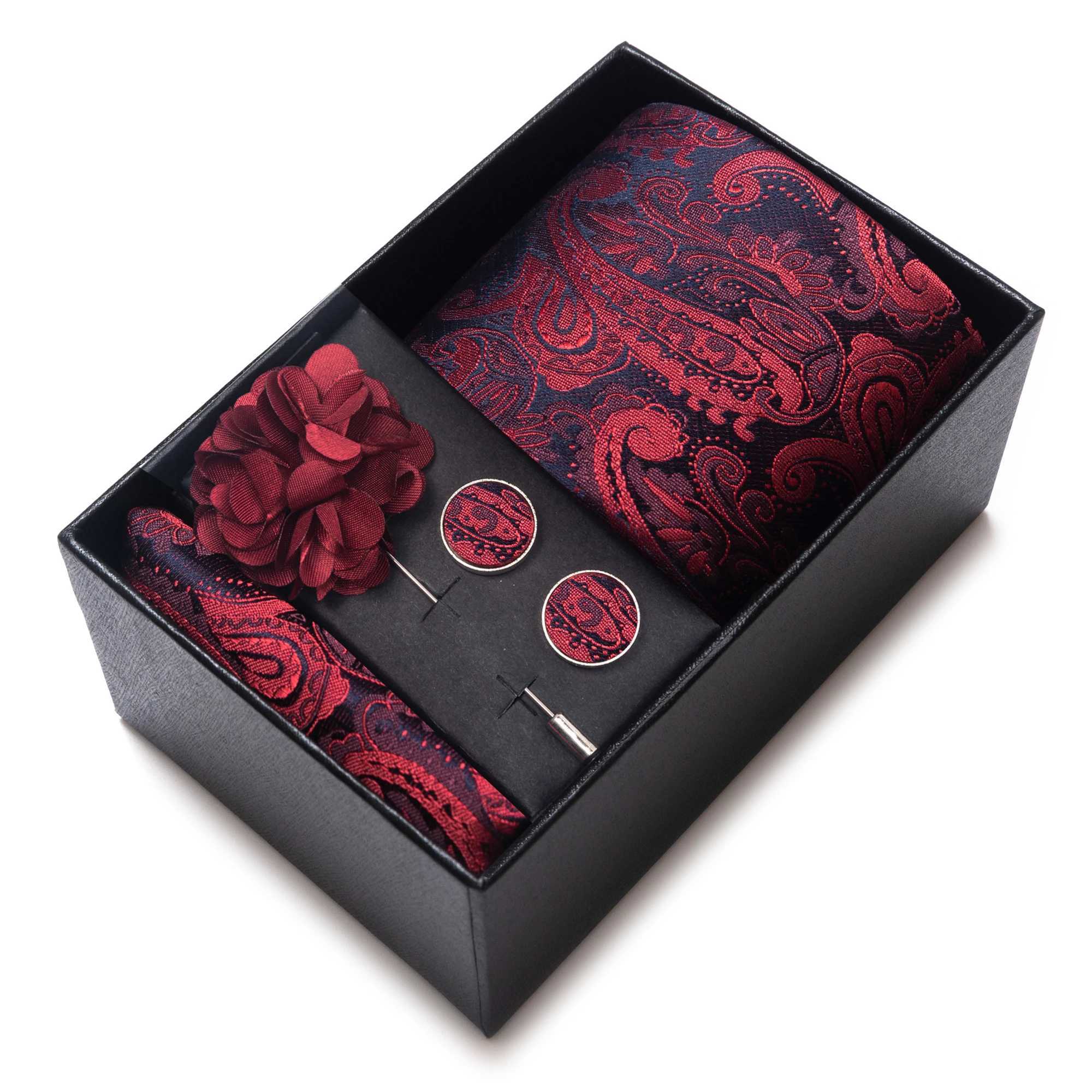5-piece/set mens multi-color fashionable tie handheld cufflinks Brooch Necktie set ideal gift for men W241007
