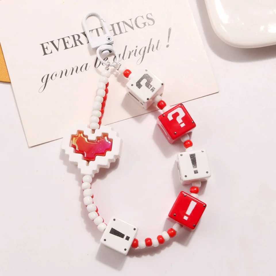 Earphone Cover Decoration Question Mark Building Block Keychain Solid Color Bag Decoration Colorful Rice Bead AccessoriesX241008