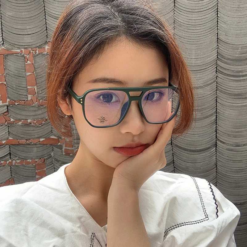 SO EI Fashion Square Double Bridges TR90 Women Glasses Frame Clear Anti-Blu-Ray Eyewear Retro Men Optical Frame Computer GogglesX241008