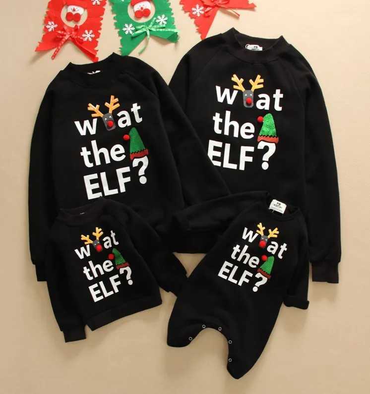 Christmas letter thick pants family matching long sleeved sportswear baby hoodie looks sweater family clothing W241008