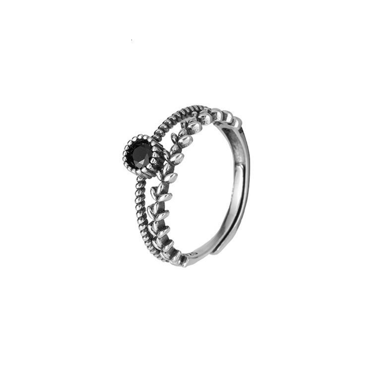 Black zircon design niche fashion personality index finger ring female ins trend