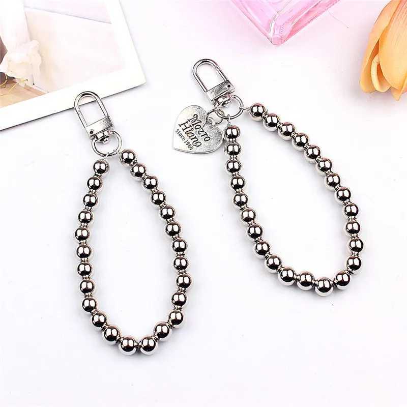 Heart Keychain Women Trinket For Womens Gift Handbags Silver Color Beads Keyring Key Ring For Jewelry Making AccessoriesX241008