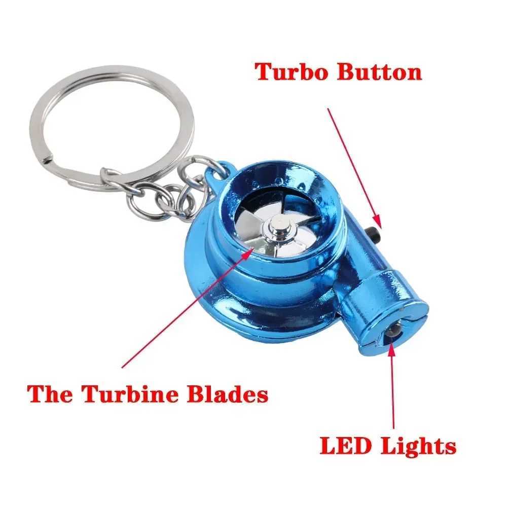 Car Turbo Spinner Keychain with Real Sound and Light Mini Turbocharger Key Chain for Car Keys Accessories Moto Turbine KeyringX241008