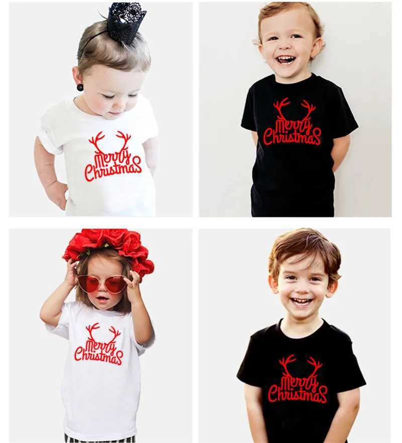 New Merry Christmas Family Matching Clothing Mother Father Child White T-shirt Matching Christmas Clothing Family Appearance W241008