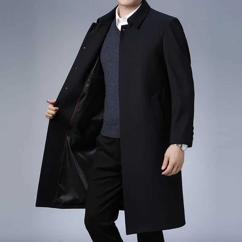 Autumn and Winter Mens Trench Jacket Business Fashion Casual Mens Jacket Ultra Thin Comfortable Warm Windproof Top Trend Street Jacket New W241007
