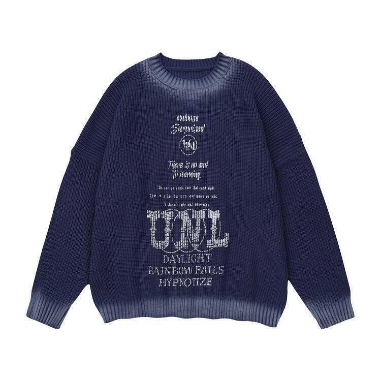 #OVDY 2023 American printed sweater with hand-painted craftsmanship, high-end oversize style top