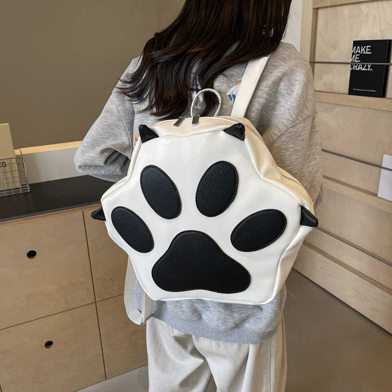 Bags Cartoon Bag Forest Sweet Girl Fashion Printed Large Capacity Personalized Cat Claw Backpack 241015