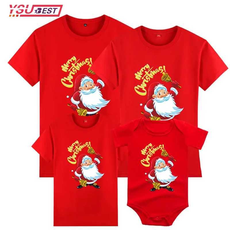 Christmas Clothes Family Matching Outfits Christmas Family Outfit Deer Santa Mother Kids Christmas T-shirt Mommy Daddy Baby Romper W241008