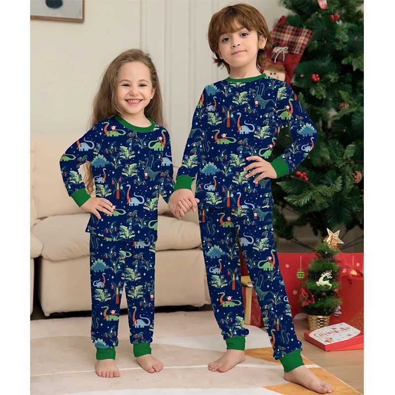 Christmas Matching Pajama Family Set 2023 New Year Father Mother Children Dinosaur Family Appearance Pajama Clothing Set W241008