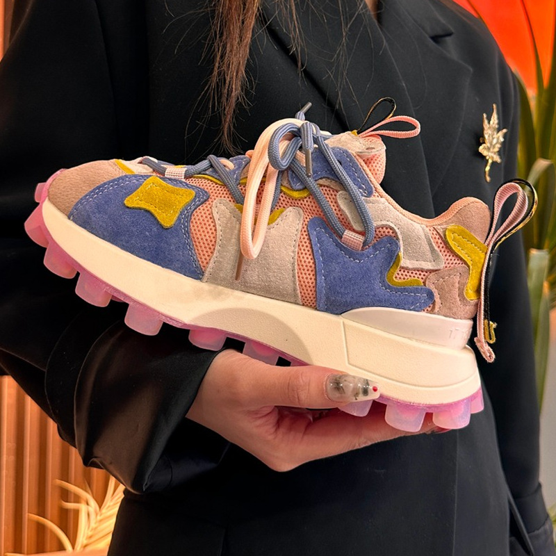 Women's 2024 Autumn New Thick soled Color blocked Casual Sports Shoes