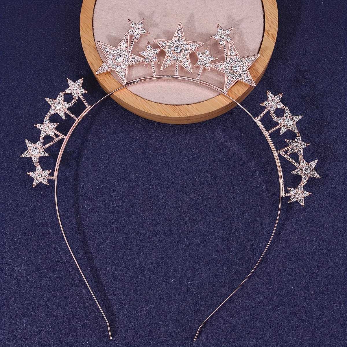 Fairy Crown Cute Crystal Bridal Hair Headpiece Wedding Hair Accessories Water Diamond Hair Star Hair Ring Headpiece W241007