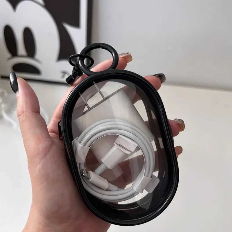 Transparent Storage Bags Keychain Data Line Coin Toys Organizer Case Thicken Clear Wallet Keyring Car Key Holder Jewelry GiftsX241008