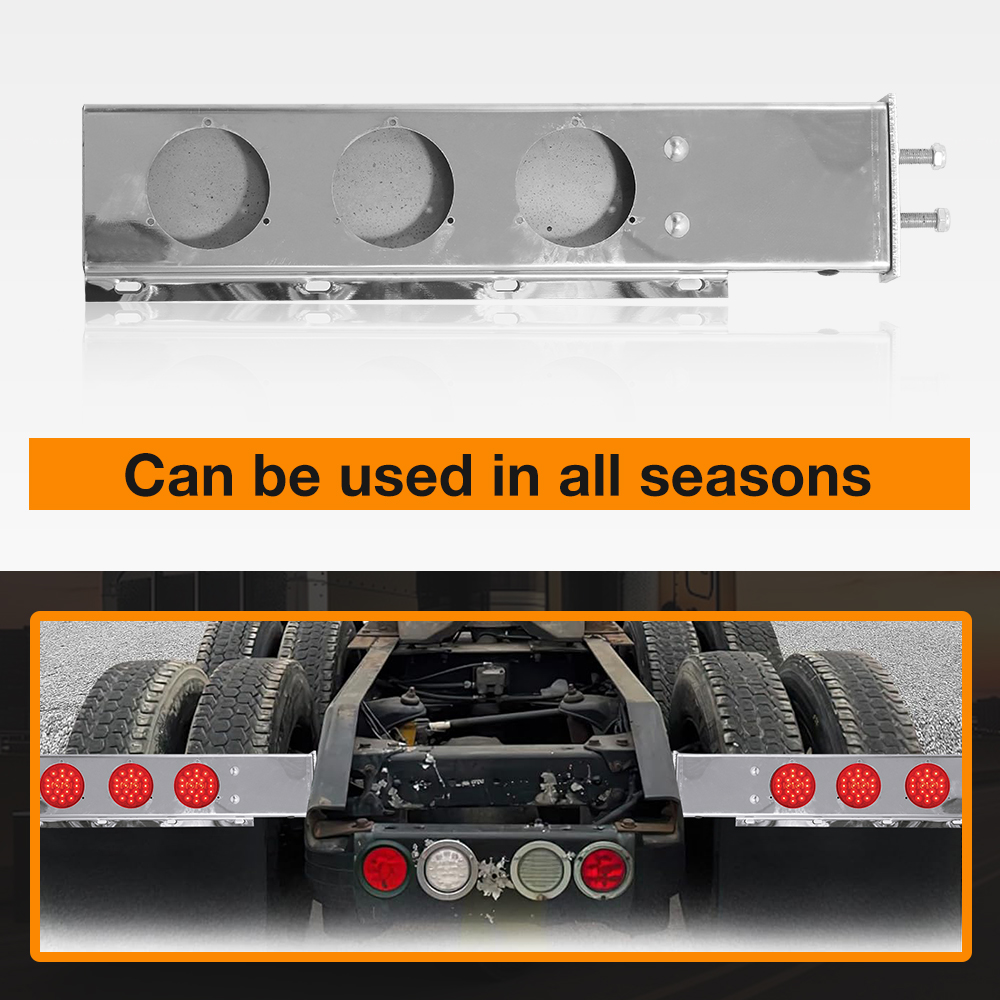 Stainless Steel Straight Spring Loaded Mud Flap Hanger Bracket Mudflap Holder Set 2.5" Bolt Spacing 30" Length with 4" Light Cutouts fi
