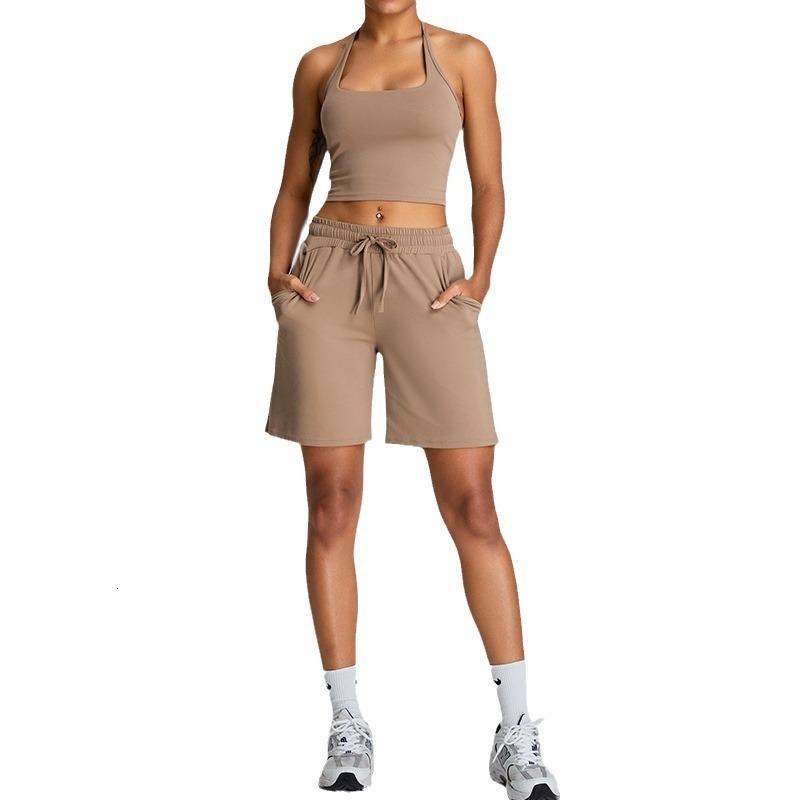 Spring/Summer New Outdoor Fashion Leisure Sports Women's Hanging Neck and Beautiful Back Yoga Clothes Tight Fitness Set