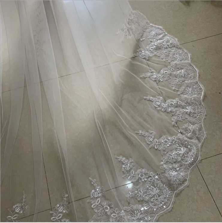 Wedding Veil White Ivory Cathedral Wedding Veil Long Lace Edge Bridal Veil with Comb Wedding Accessories Bridal Veil W241007