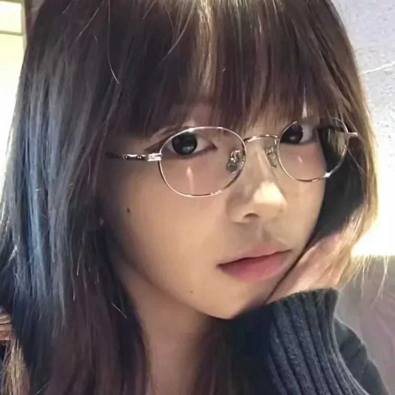 Y2K Retro Oval Round Glasses Frame for Women Men Ultra-Light Metal Ins Glasses Vintage Eye Protection Optical Full Rim GlassesX241008