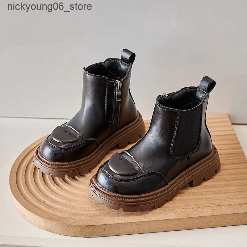 Boots Autumn/Winter 2024 Personalized Caramel Fashion Cotton Warm Mid-calf Kids Boots for Boys and Girls L240910