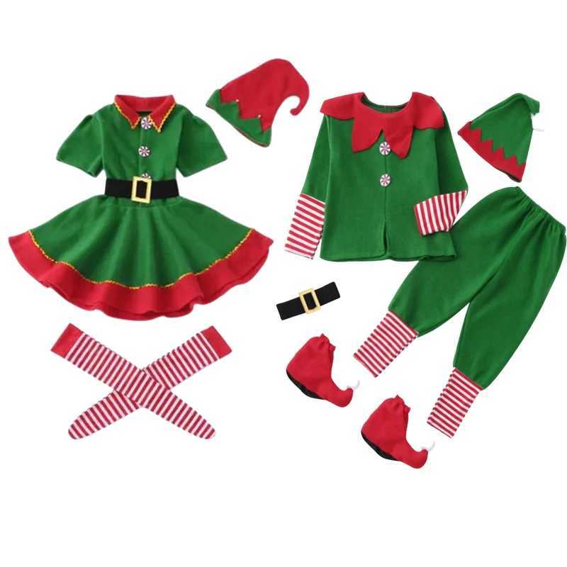 Christmas Family Costume Game Set Santa Claus Green Elf Costume Role Playing Carnival Costume Christmas Party Set Parents and Children W241008